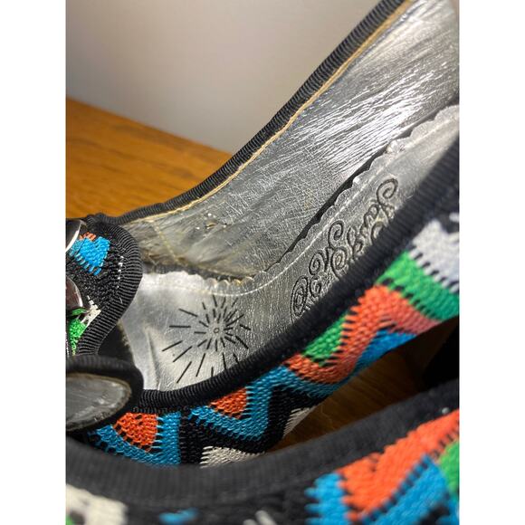 Naughty Monkey Women's Moroccan Strut Pump Black Orange Peep Toe Y2K Size 7.5 - Picture 6 of 8